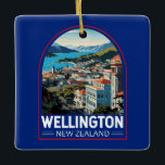 Wellington New Zealand Travel Art Vintage<br><div class="desc">Wellington-reflektorns färdedesign. Wellington,  huvudstaden i Nya Zeeland,  ligger nära Nordöns sydligaste punkt på Cooksundet.</div>