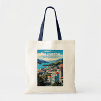 Wellington New Zealand Travel Art Vintage