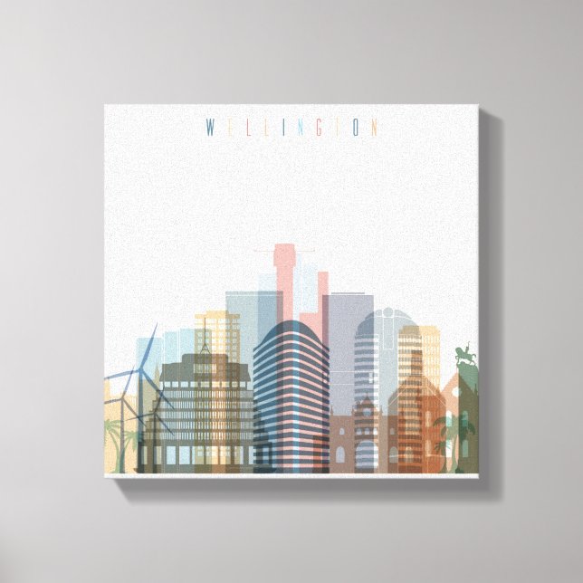 Wellington, Nya Zeeland | City Skyline Canvastryck (Framsida)