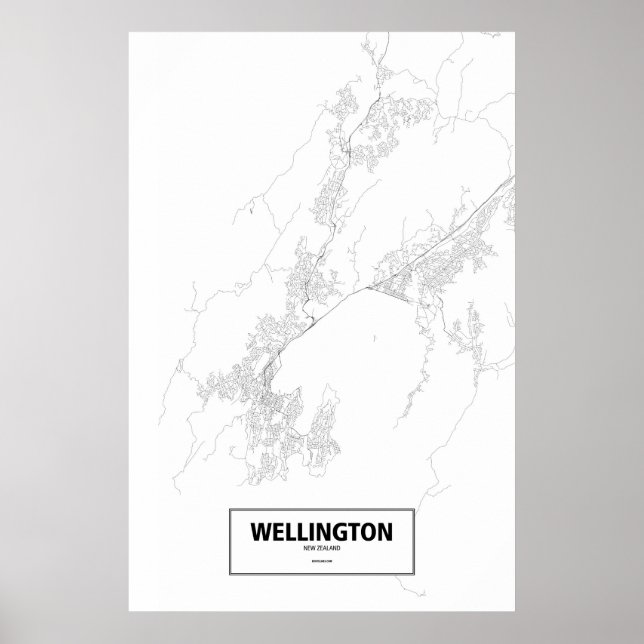 Wellington, Nya Zeeland (svart på vitt) Poster (Framsidan)