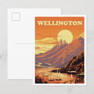 Wellington Nya Zeeland Vintage Reseskisser Vykort