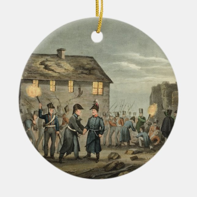 Wellington och Bluchermöte vid olycka på Julgransprydnad Keramik (Framsidan)