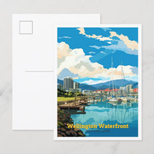 Wellington Waterfront New Zealand Travel Vintage Vykort
