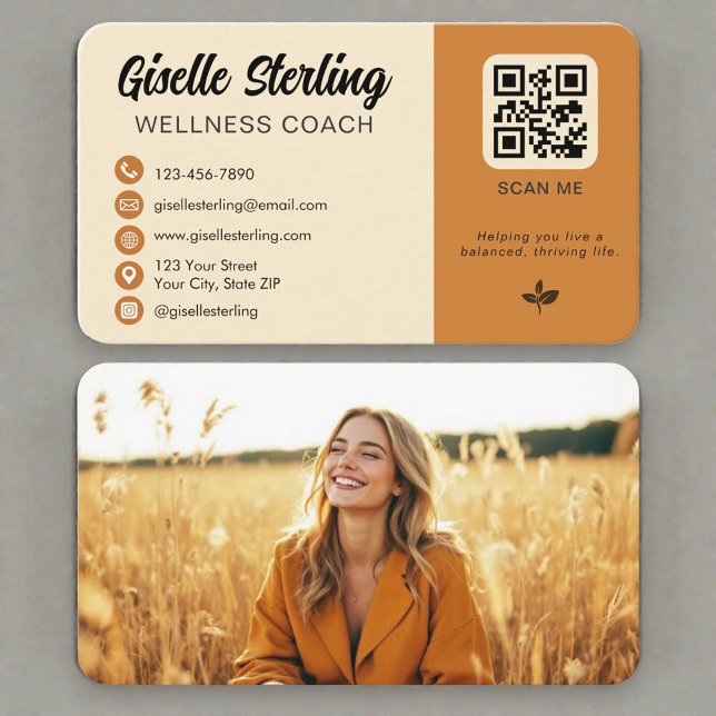 Wellness Coach Photo QR Code Visitkort (Skapare uppladdad)