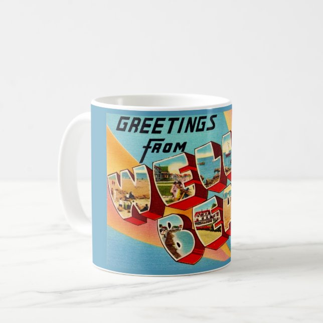 Wells Beach ME vykort Kaffemugg (Framsida vänster)