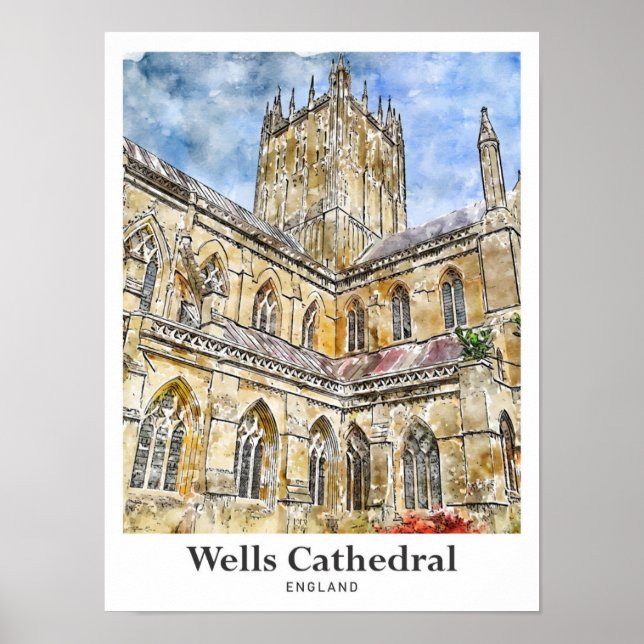 Wells Cathedral Somerset England Travel Poster (Framsidan)