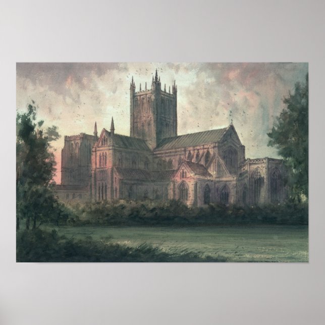 Wells Cathedral: Synpunkter från södra öster Poster (Framsidan)