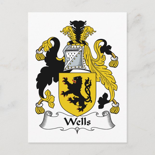 Wells Family Crest Vykort (Framsida)