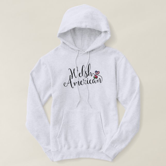 Welsh American Entwated Hearts Hoodie (Design framsida)
