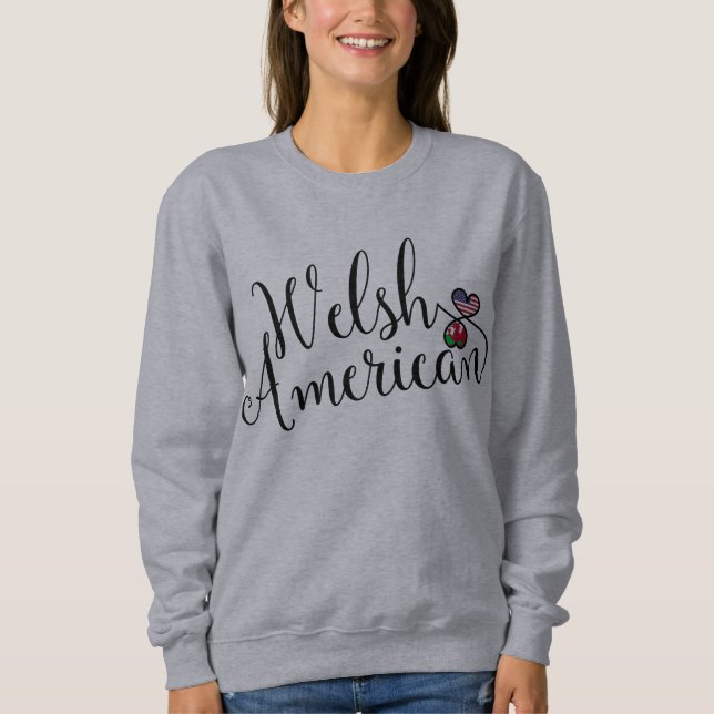 Welsh American Entwated Hearts Sweatshirt T-shirt (Framsida)