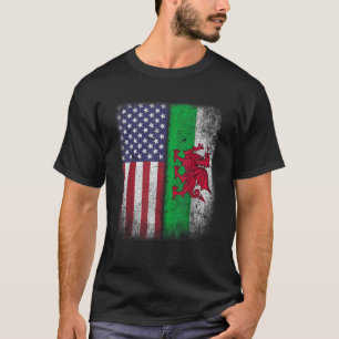 Welsh American Flagga Wales Usa Pride America Gift T Shirt