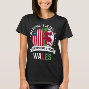 Welsh American Flagga Welsh Roots USA Citizen T Shirt