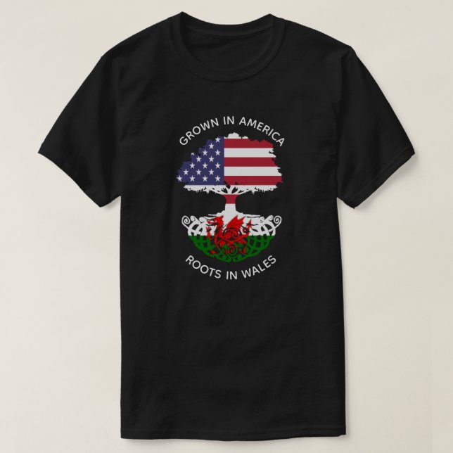 Welsh-American Roots in Wales Celtic Träd T Shirt (Design framsida)