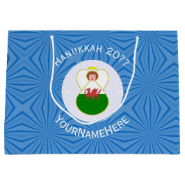 Welsh Angel Hanukkah Flag Personalized 