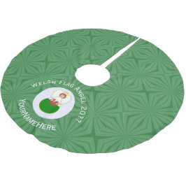 Welsh Angel-Personligen Juldag Flagga Julgransmatta Borstad Polyester