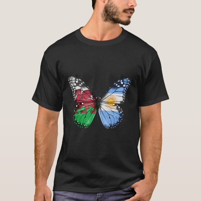 Welsh Argentinian Flagga Butterfly T Shirt (Framsida)