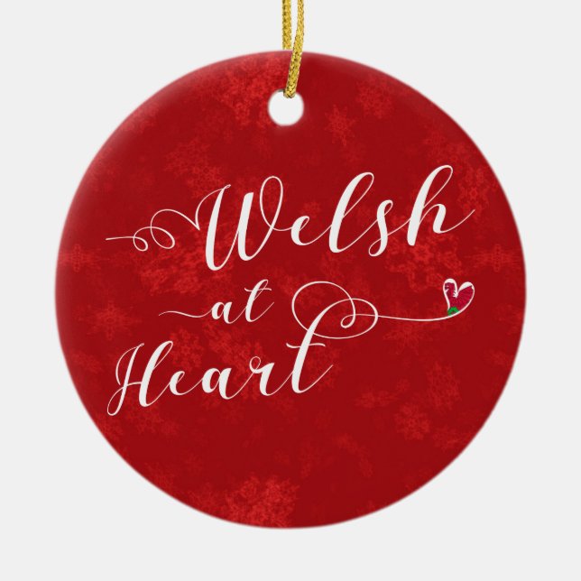 Welsh At Heart, Julgran Ornament, Wales Julgransprydnad Keramik (Framsidan)