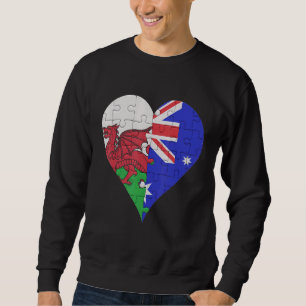 Welsh Australian Flagga Heart Lång Ärmad Tröja