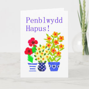 Welsh Birthday Card - Flower Power Kort
