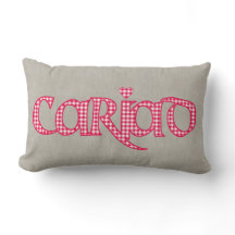 Welsh Cariad Gingham Text Design on Faux Burlap
