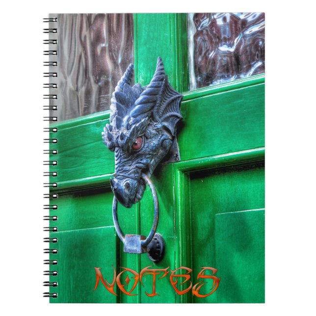 Welsh Cast Järn Dragon Head Door-KNcker Anteckningsbok Med Spiral (Framsidan)