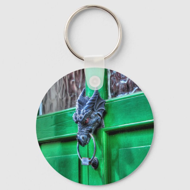 Welsh Cast Järn Dragon Head Door-KNcker Nyckelring (Framsida)