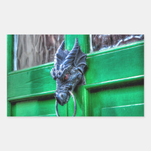 Welsh Cast Järn Dragon Head Door-KNcker Rektangulärt Klistermärke