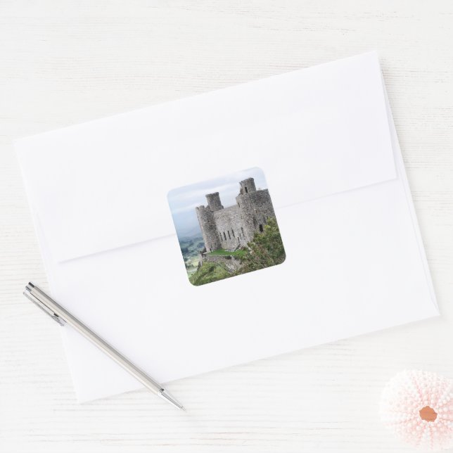 WELSH CASTLES FYRKANTIGT KLISTERMÄRKE (Kuvert)