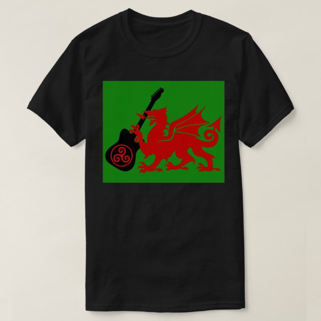 Welsh Celtic Guitar Dragon T Shirt (Design framsida)