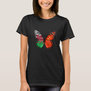 Welsh Chinese Flagga Butterfly T Shirt