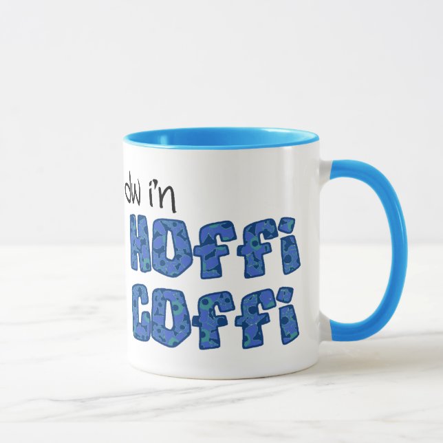 Welsh Coffee Mugg: Hoffi Coffi, Mörk blått Blommig Mugg (Höger)