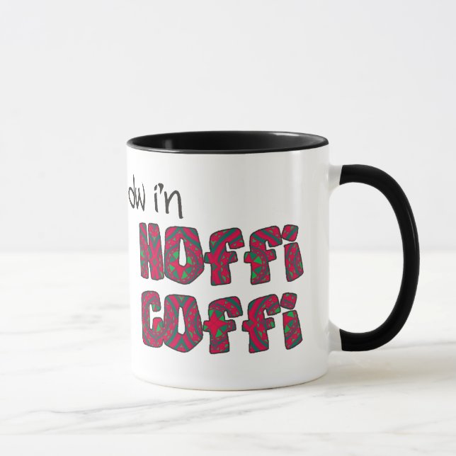 Welsh Coffee Mugg: Hoffi Coffi, Red, Grönt Mönster Mugg (Höger)