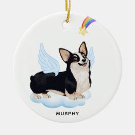 Welsh Corgi Angel Hund Personlig Pet Memorial Julgransprydnad Keramik
