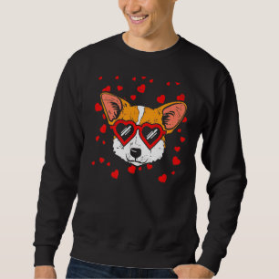 Welsh Corgi Ansikte Heart Glasses Cute Hund Lång Ärmad Tröja