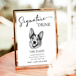 Welsh Corgi Bröllop Namnteckning Drink-tecken Poster