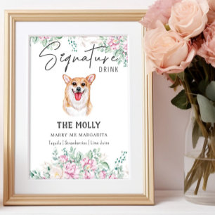Welsh Corgi Bröllop Namnteckning Drink-tecken Poster