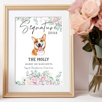 Welsh Corgi Bröllop Namnteckning Drink-tecken