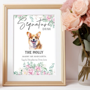 Welsh Corgi Bröllop Namnteckning Drink-tecken Poster