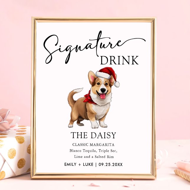 Welsh Corgi Bröllop Namnteckning Drink-tecken Poster (Skapare uppladdad)