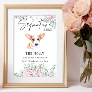 Welsh Corgi Bröllop Namnteckning Drink-tecken Poster
