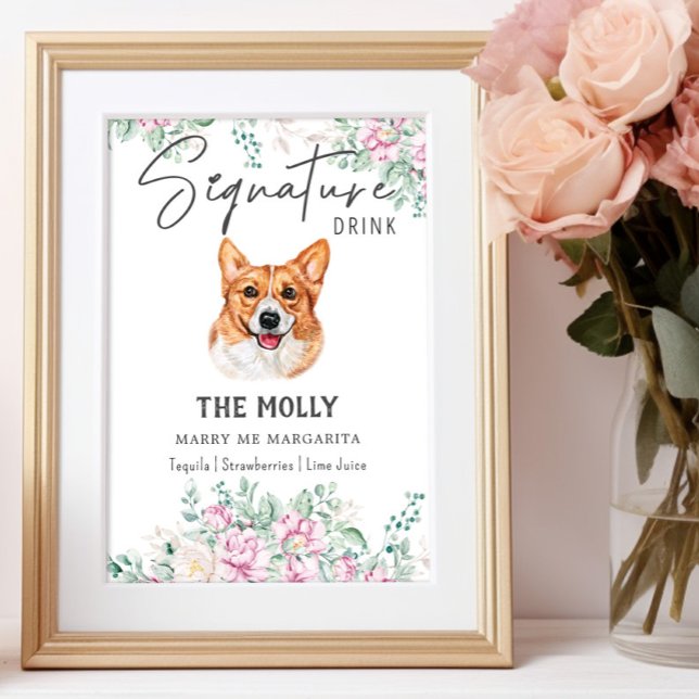 Welsh Corgi Bröllop Namnteckning Drink-tecken Poster (Skapare uppladdad)