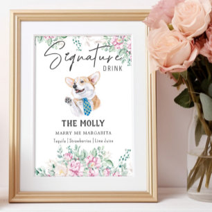 Welsh Corgi Bröllop Namnteckning Drink-tecken Poster
