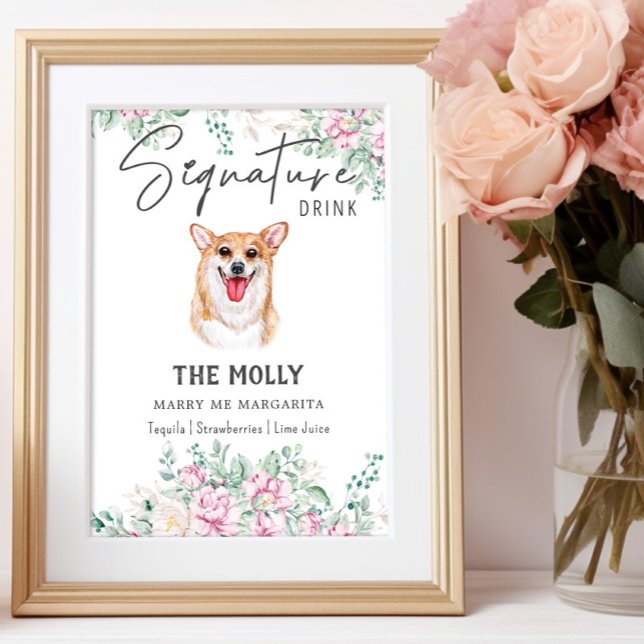 Welsh Corgi Bröllop Namnteckning Drink-tecken Poster (Skapare uppladdad)