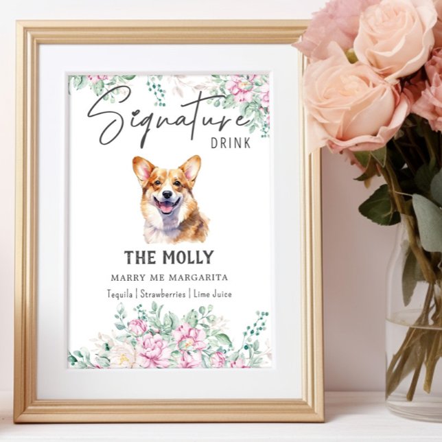 Welsh Corgi Bröllop Namnteckning Drink-tecken Poster (Skapare uppladdad)