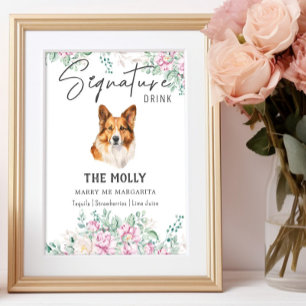 Welsh Corgi Bröllop Namnteckning Drink-tecken Poster
