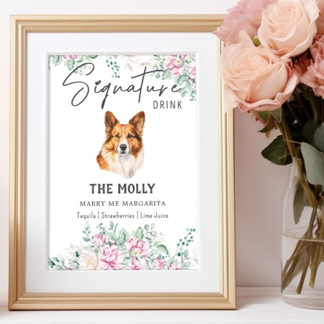 Welsh Corgi Bröllop Namnteckning Drink-tecken Poster (Skapare uppladdad)