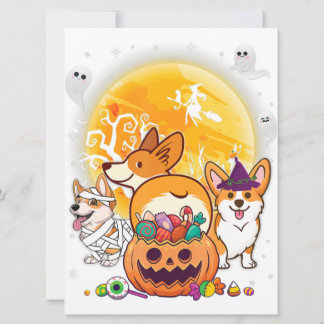 Welsh Corgi Cardigan Hund Mummy Witch Måne Spöken