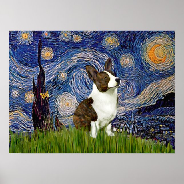 Welsh Corgi Cardigan - Starry Night Poster (Framsidan)