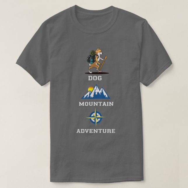 Welsh Corgi Dog Mountain Adventure Hiking  T Shirt (Design framsida)