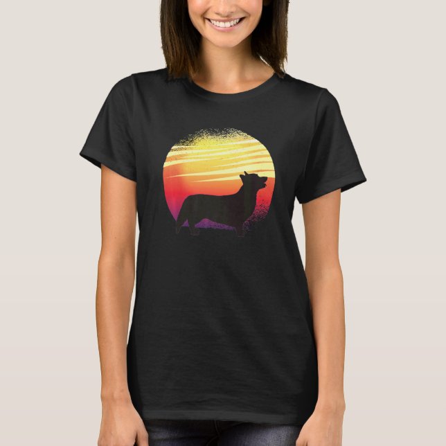 Welsh Corgi Dog Retro 8 T Shirt (Framsida)